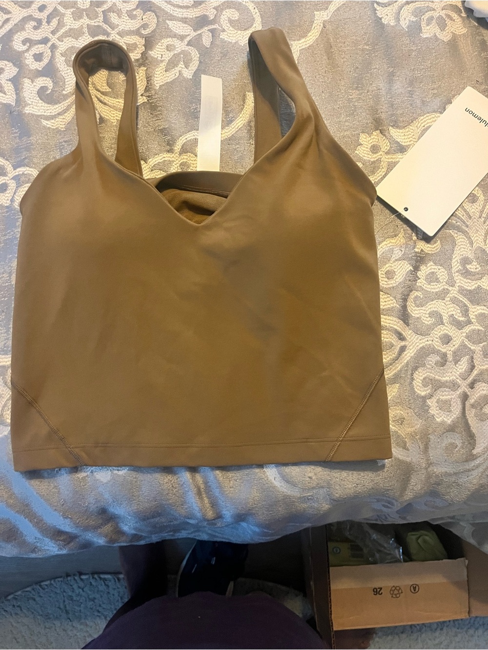 Women's Brown V-Neck Crop Tank Top